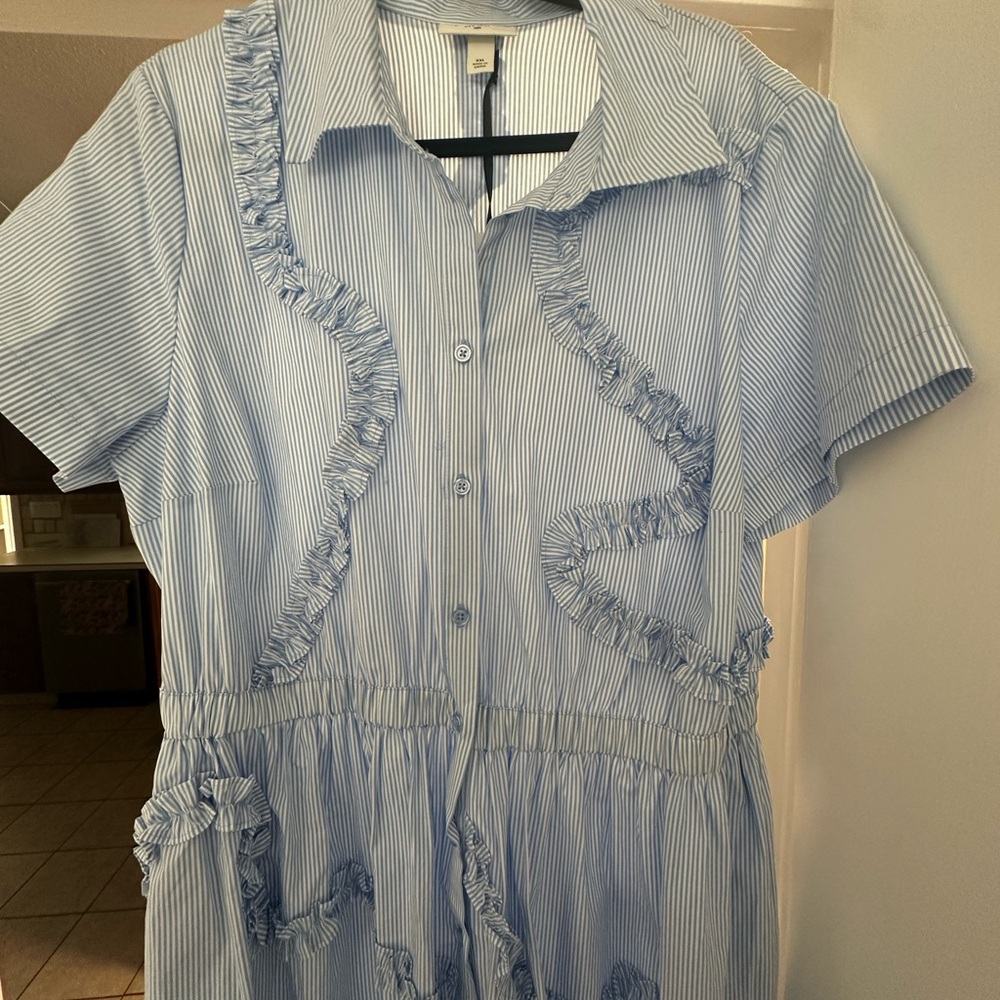 Kate Spade Light Blue Striped Maxi Dress